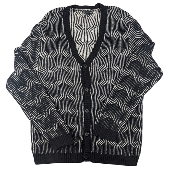 INC International Concepts monochrome wave cotton blend cardigan. Large - Picture 6 of 16